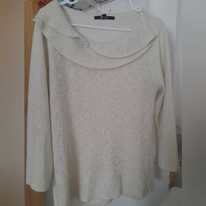 Briggs New York Cream Cowl Neck Sweater Size L